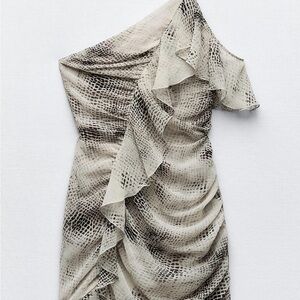 Zara One-Shoulder Ruffle Dress